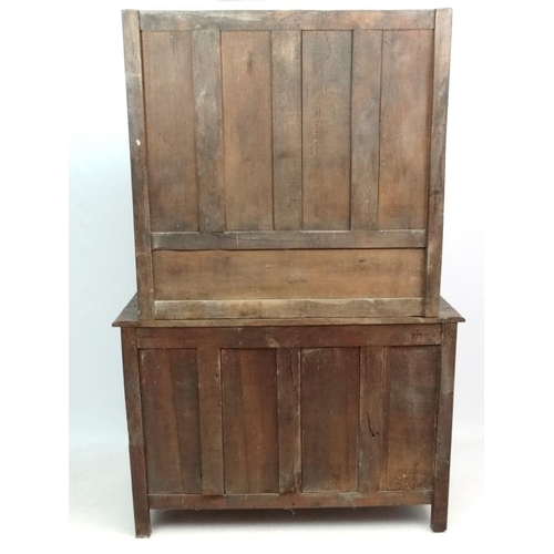 294 - A late 19thC French Farmhouse cupboard on cupboard. 60'' wide x 92'' high x 24 1/2'' deep