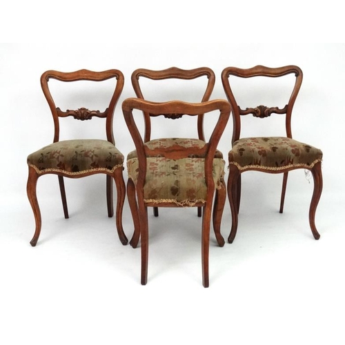 299 - A  set of 4 19thC Rosewood French dining chairs with over stuffed seats 31 1/2'' high