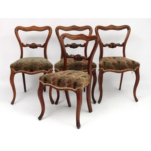 299 - A  set of 4 19thC Rosewood French dining chairs with over stuffed seats 31 1/2'' high