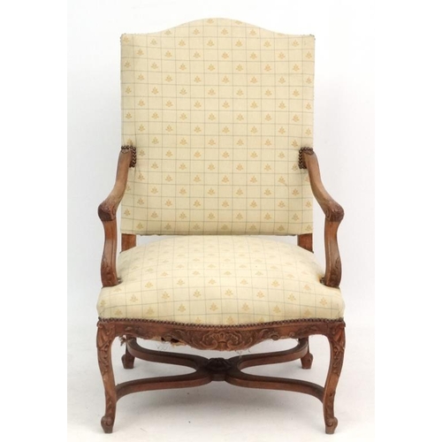 301 - A c.1900  carved oak French open armchair. Approx 43'' high