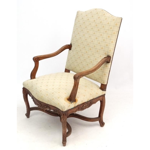 301 - A c.1900  carved oak French open armchair. Approx 43'' high