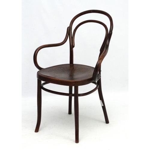 303 - Mundus & J & J Kohn Ltd : A c.1900  Bentwood open armchair ( labelled under)