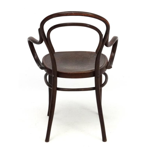 303 - Mundus & J & J Kohn Ltd : A c.1900  Bentwood open armchair ( labelled under)