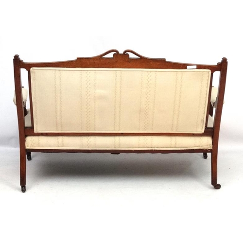 309 - A 19thC inlaid mahogany 2 seat sofa  54'' wide x 34 1/2'' high