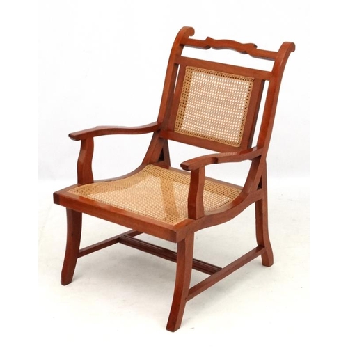 314 - A c.1900 caned colonial hardwood open armchair 34 1/4'' high