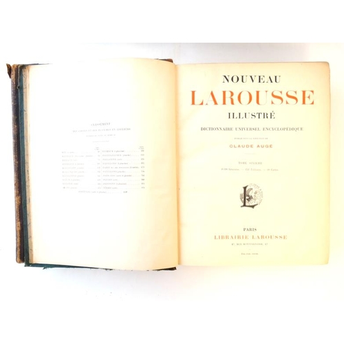 334 - Books: A matched set of 9 volumes of  '' Nouveau Larousse Illustre '' to include volumes  1 A-Bello,... 