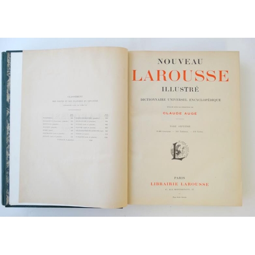 334 - Books: A matched set of 9 volumes of  '' Nouveau Larousse Illustre '' to include volumes  1 A-Bello,... 