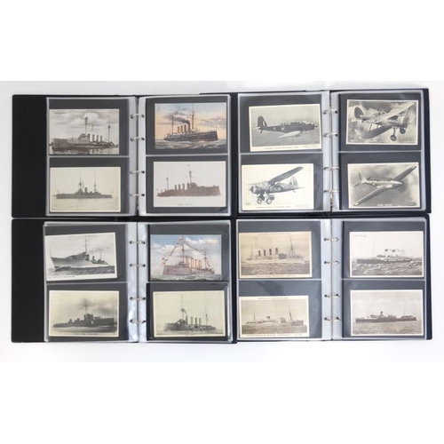 344 - Postcards : A collection approximately 400  postcards in four albums, comprising Navy Ships and Airc... 