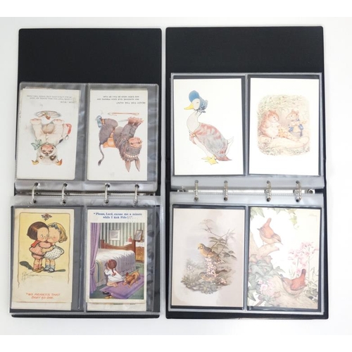 345 - Postcards : A collection approximately 200  postcards in two albums , to include Beatrix Potter char... 