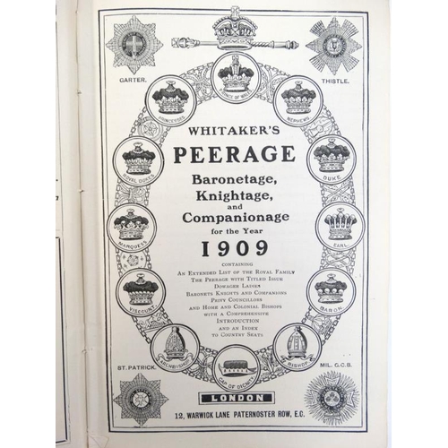 359 - Book: '' Whitaker's Peerage, Baronetage, Knightage and Companionage for the year 1909 containing An ... 