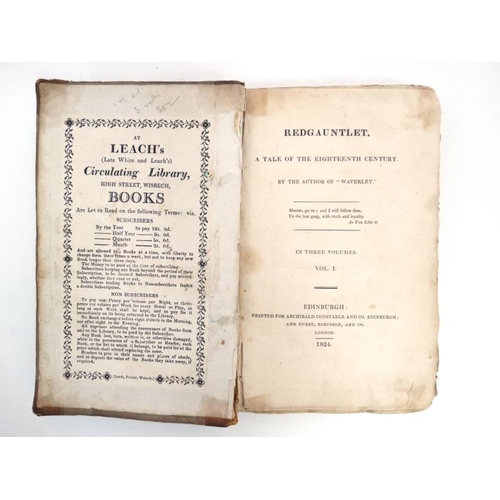 369 - Books: '' Red Gauntlet '' in three volumes, by Sir Walter Scott, printed for Archibald Constable , a... 