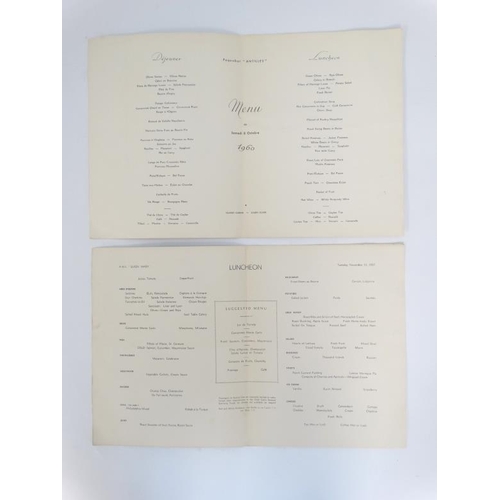 375 - Two  cruise ship menus , to include a 1957 Cunard Luncheon menu from the RMS '' Queen Mary '' and a ... 