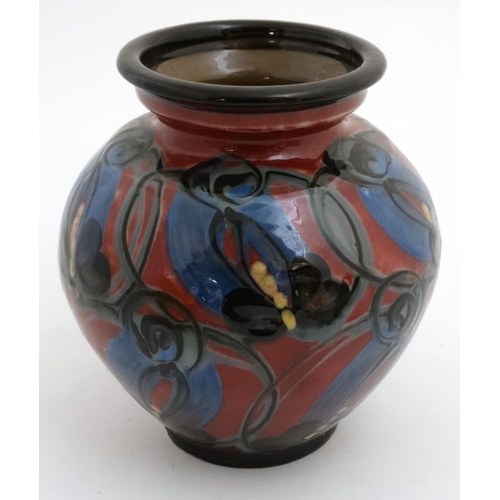 505 - An early-mid 20thC Danico, Denmark art pottery vase , number 16A, decorated in a Skønvirke style hav... 