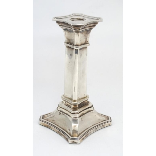 563 - A Victorian silver candlestick hallmarked London 1890 maker Martin Hall & Co. 6 1/2'' high