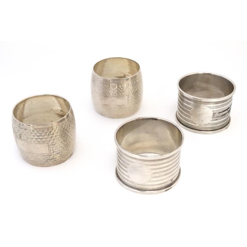 568 - A pair of Art Deco napkin rings with engine turned decoration hallmarked  Birmingham 1946 maker Henr... 