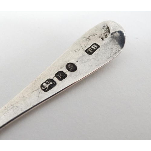 607 - An Old English pattern salt spoon Hallmarked London 1805 maker TB  together with another hallmarked ... 