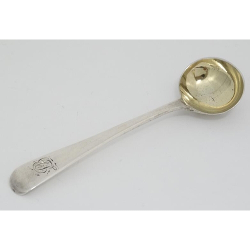 607 - An Old English pattern salt spoon Hallmarked London 1805 maker TB  together with another hallmarked ... 