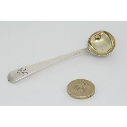 607 - An Old English pattern salt spoon Hallmarked London 1805 maker TB  together with another hallmarked ... 