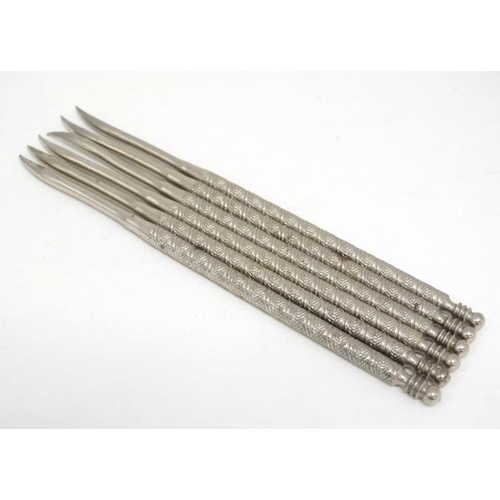 612 - 6 silver plated nut picks 4 3/4'' long