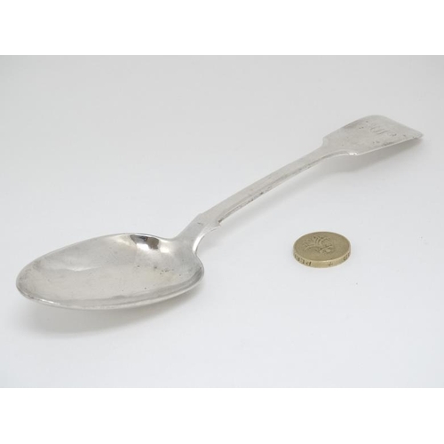 616 - A Victorian silver fiddle pattern table spoon. Hallmarked Exeter 1839 William Rawlings Sobey. 8 3/4'... 