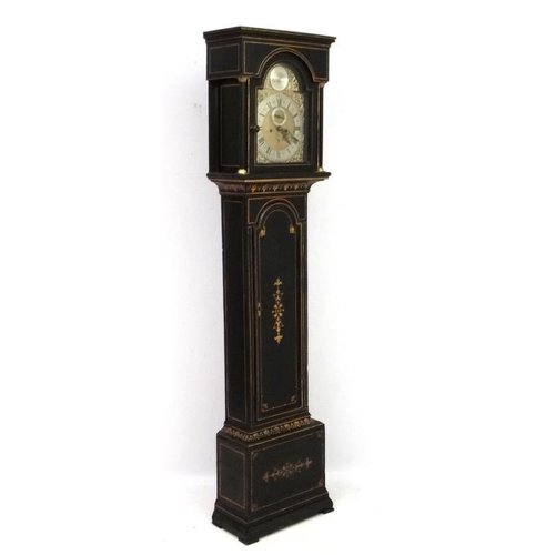 64 - Allan Foulds, Kilmarnock : a Regency Scottish Longcase, the grandfather clock having a silvered chap... 