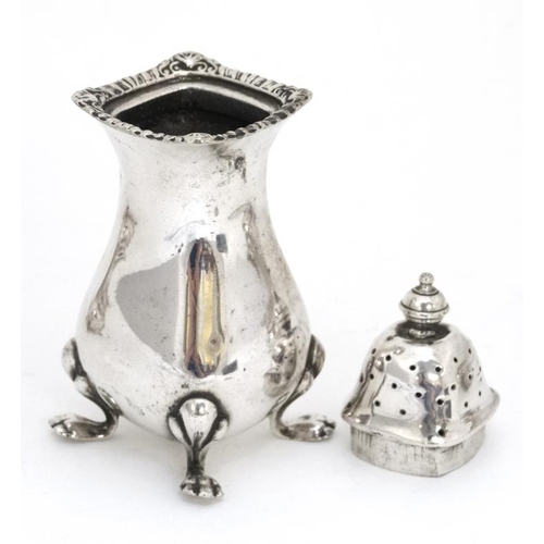 651 - A 3-piece silver plate cruet comprising salt mustard pot and pepperette.