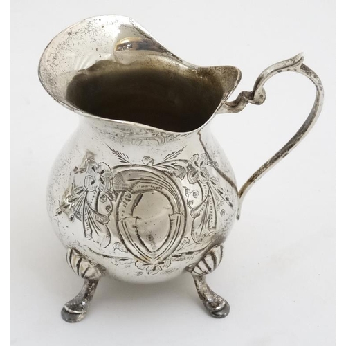 668 - A 4 -piece silver plated coffee/ tea set, together with  a cut glass mustard pot