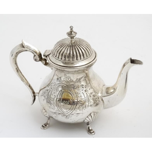 668 - A 4 -piece silver plated coffee/ tea set, together with  a cut glass mustard pot