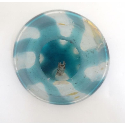 678 - Mdina Glass : A mdina glass vase of tapering circular banded form  . Approx 4 1/2'' diameter x 3'' h... 