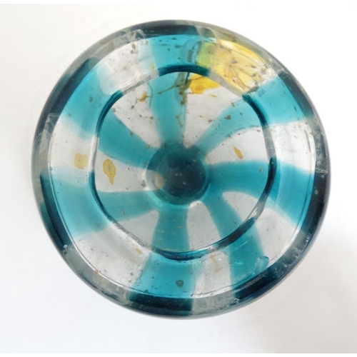 678 - Mdina Glass : A mdina glass vase of tapering circular banded form  . Approx 4 1/2'' diameter x 3'' h... 