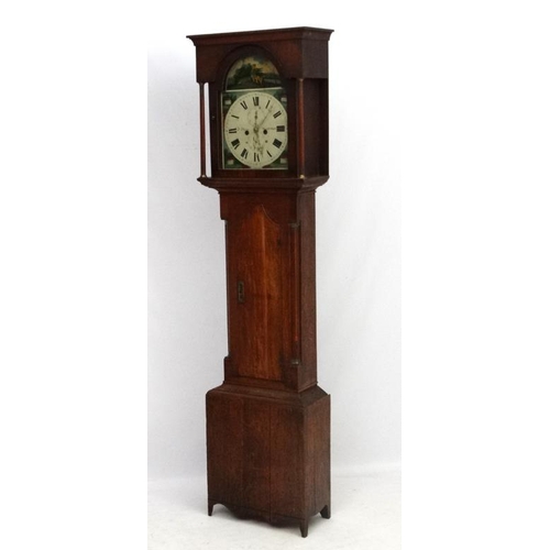 69 - Longcase clock : ' J Sharpe , Stamfordham ' c. 1858 , an 8 day painted breakarch 13'' dial Grandfath... 