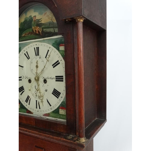 69 - Longcase clock : ' J Sharpe , Stamfordham ' c. 1858 , an 8 day painted breakarch 13'' dial Grandfath... 