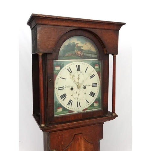 69 - Longcase clock : ' J Sharpe , Stamfordham ' c. 1858 , an 8 day painted breakarch 13'' dial Grandfath... 