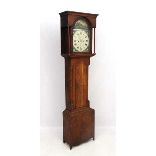 69 - Longcase clock : ' J Sharpe , Stamfordham ' c. 1858 , an 8 day painted breakarch 13'' dial Grandfath... 