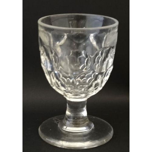 707 - Rummer Glass : an unusual 19thC Dimpled pedestal Rummer with round funnel bowl and plain stem.5 1/4'... 