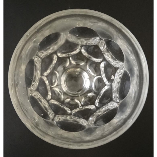 707 - Rummer Glass : an unusual 19thC Dimpled pedestal Rummer with round funnel bowl and plain stem.5 1/4'... 