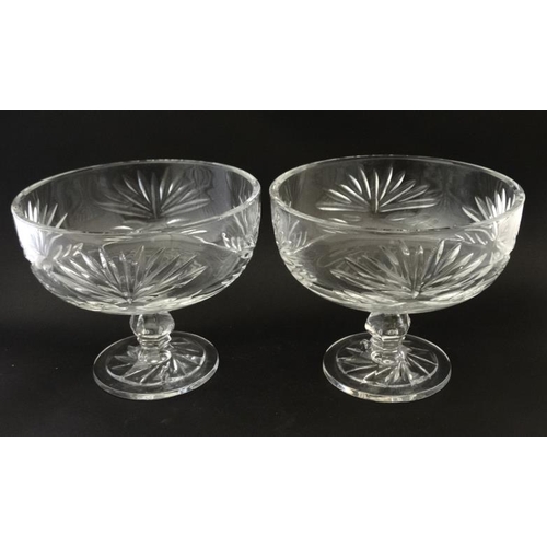 716 - A pair of Royal Doulton cut crystal pedestal bowls approx 8'' diameter x 6 1/2'' high