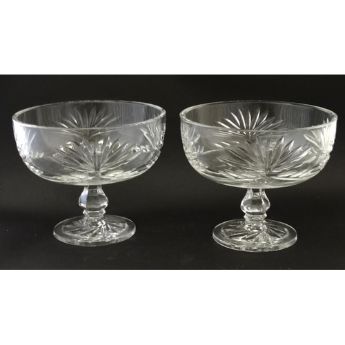 716 - A pair of Royal Doulton cut crystal pedestal bowls approx 8'' diameter x 6 1/2'' high