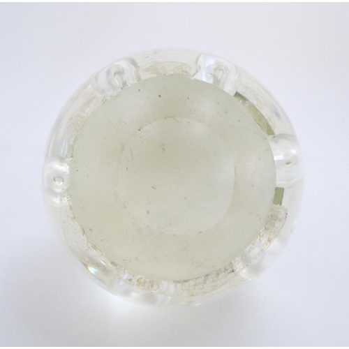 718 - 2 items of glassware : A dump formed Art glass paperweight  5 1/2'' high and a small glass bowl with... 