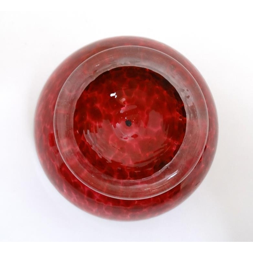 718 - 2 items of glassware : A dump formed Art glass paperweight  5 1/2'' high and a small glass bowl with... 