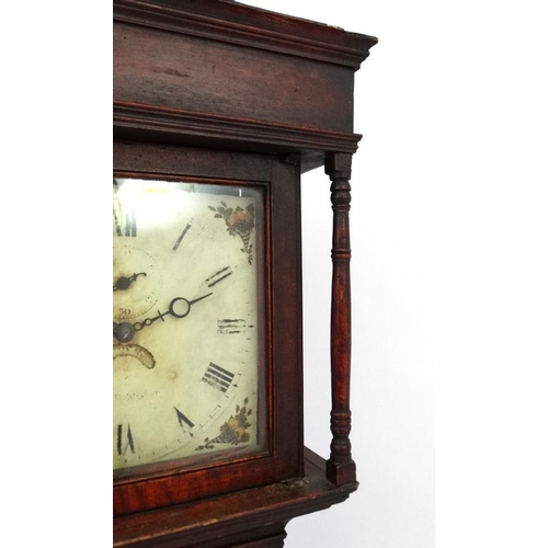 72 - Longcase clock : An indistinctly signed  19thC painted  12'' dial  Grand Father / Longcase Clock , t... 