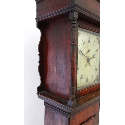 72 - Longcase clock : An indistinctly signed  19thC painted  12'' dial  Grand Father / Longcase Clock , t... 