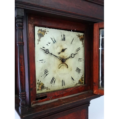 72 - Longcase clock : An indistinctly signed  19thC painted  12'' dial  Grand Father / Longcase Clock , t... 