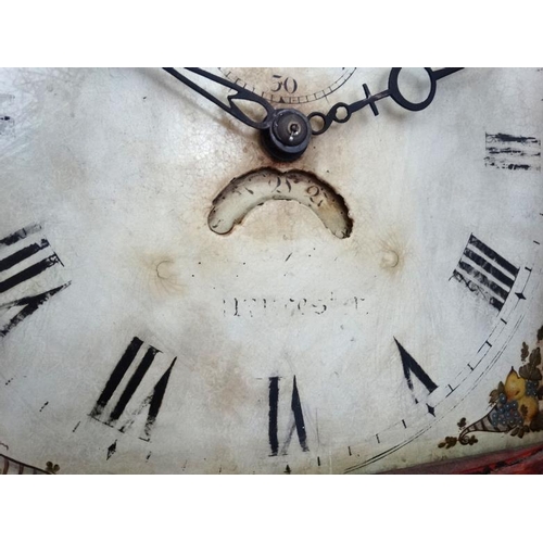 72 - Longcase clock : An indistinctly signed  19thC painted  12'' dial  Grand Father / Longcase Clock , t... 