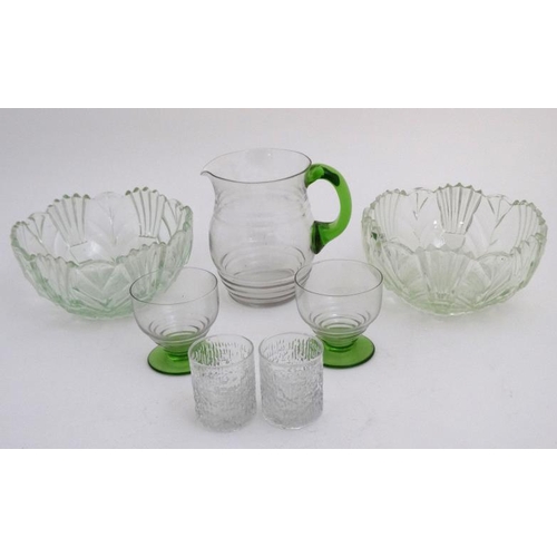 734 - Assorted mid 20thC & Art Deco glassware to include a pair of bowls, lemonade jug etc (7)