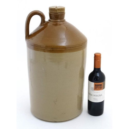 768 - A c1940 3 gallon 2-tone stoneware flagon marked under 'Perason & Son (Chester)..'. Approx 19 1/2'' h... 