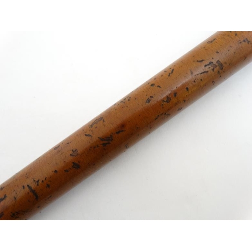 787 - An 18thC walking stick with ivory piquet work handle, malalaca shaft and later white metal ferrule 3... 