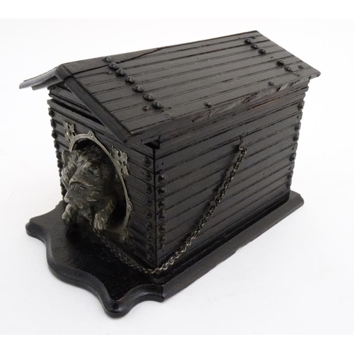 790 - A Victorian Black Forest cigar box formed as a dog within a kennel 9 5/8'' long x 6 1/2'' high x 6 1... 