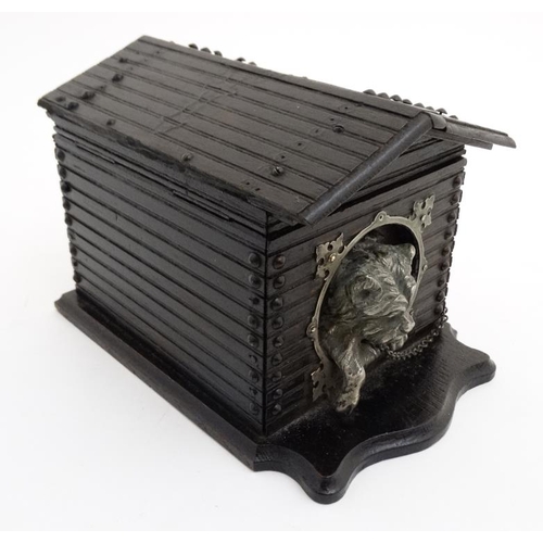 790 - A Victorian Black Forest cigar box formed as a dog within a kennel 9 5/8'' long x 6 1/2'' high x 6 1... 