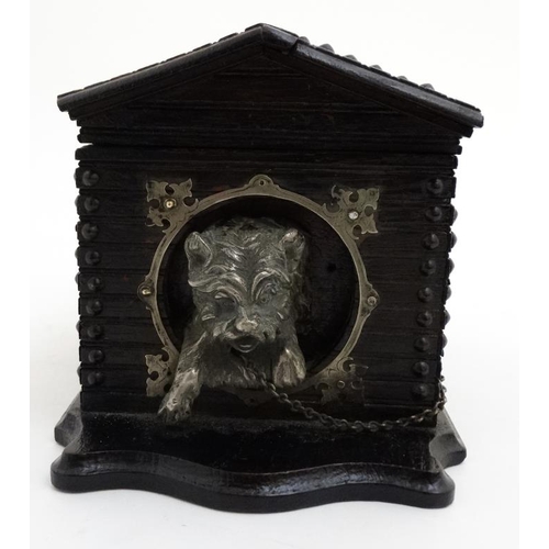 790 - A Victorian Black Forest cigar box formed as a dog within a kennel 9 5/8'' long x 6 1/2'' high x 6 1... 